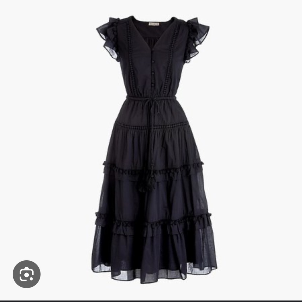 J. Crew Black Cotton Voile Pom Pom dress